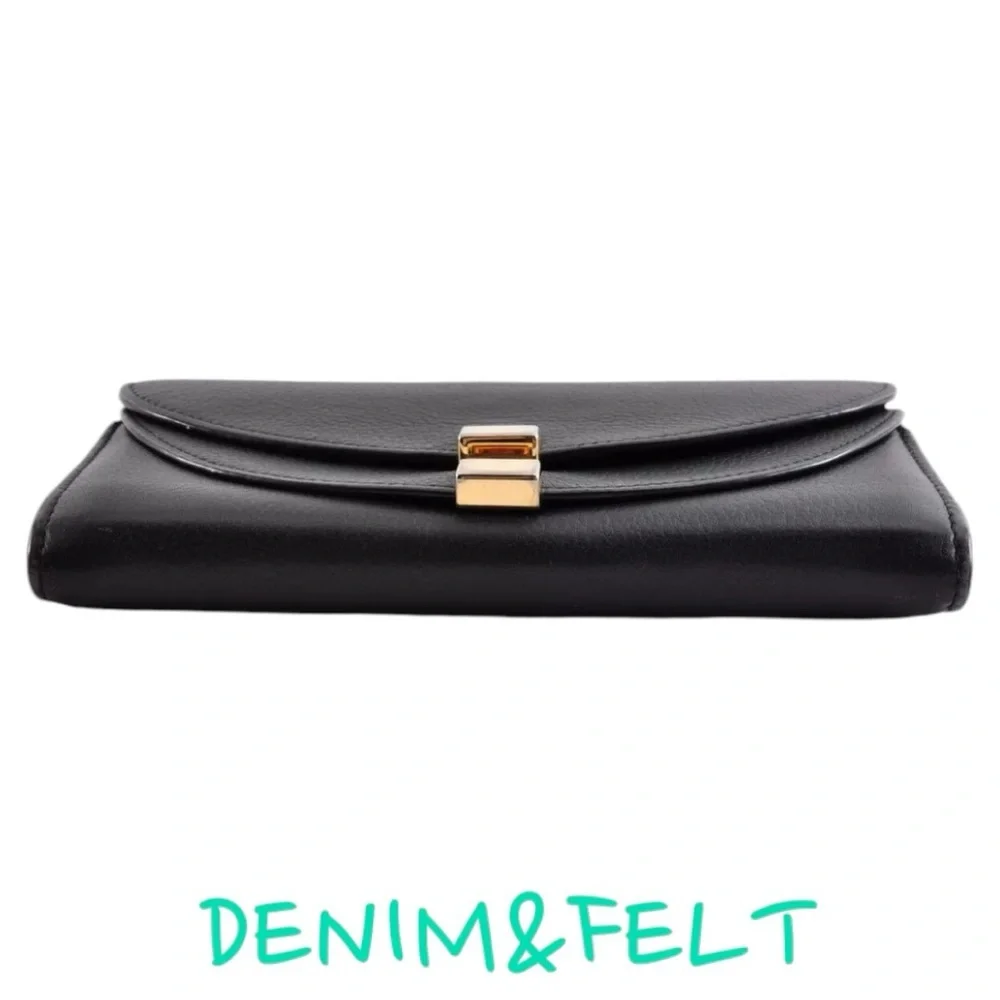 🖤🤎Chloe Georgia Black/Beige Leather Long Wallet w/ Flap |‎ PRELOVED! EUC!!🖤🤎